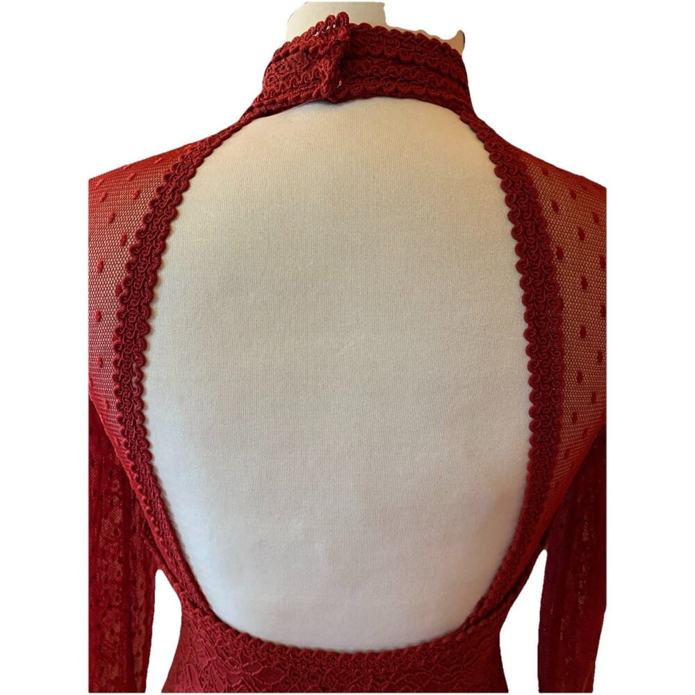 Free People Witchy Red Lacy Dress Cocktail Party Whimsigoth Small Sexy Vamp - Picture 5 of 16